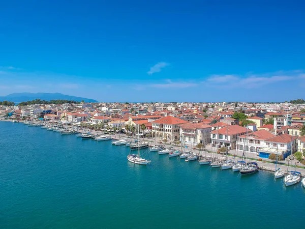 Luftaufnahme Des Berühmten Preveza Stadthafens Und Der Boote Frühling Preveza — Stockfoto