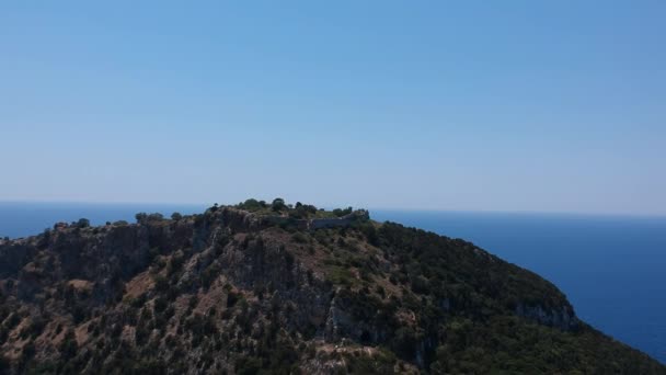 Letecký Panorama Pohled Slavnou Půlkruhovou Písečnou Pláž Lagunu Voidokilia Messenii — Stock video