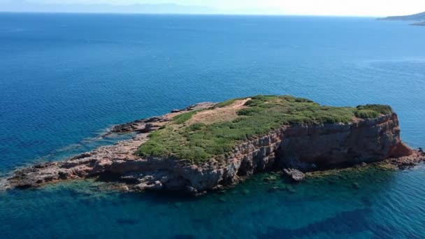 Letecký Výhled Majestátní Pláž Kokkinokastro Ostrově Alonnisos Krásná Skalnatá Scenérie — Stock video