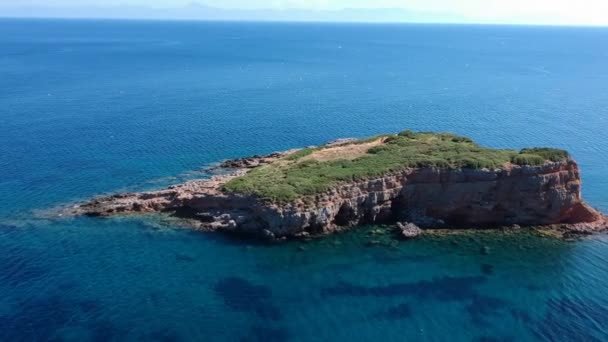 Letecký Výhled Majestátní Pláž Kokkinokastro Ostrově Alonnisos Krásná Skalnatá Scenérie — Stock video