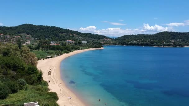 南Skathos島 Sporades Magnisia ギリシャのAgia Paraskeviビーチの空の景色 — ストック動画