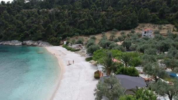 Vista Aérea Playa Rocosa Leftos Gialos Isla Alonisos Esporadas Grecia — Vídeo de stock