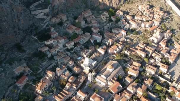 Letecký Pohled Staré Středověké Zámecké Město Monemvasia Lakonii Peloponés Řecko — Stock video