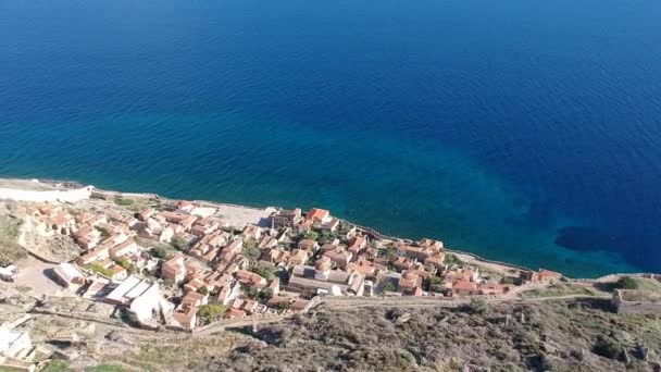 Vue Aérienne Vieux Château Médiéval Monemvasia Lakonie Péloponnèse Grèce Monemvasia — Video