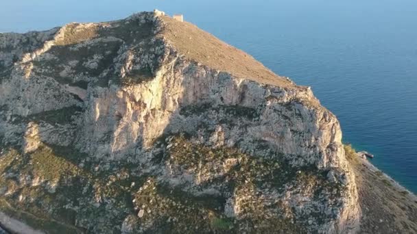 Aerial View Old Medieval Castle Town Monemvasia Lakonia Peloponnese Greece — Stock Video