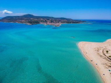 Yunanistan 'ın Laconia kentindeki en eski batık Pavlopetri şehri üzerinde ikonik hava manzarası. Yaklaşık 5000 yaşındaki Pavlipetri Akdeniz 'in en eski şehridir..