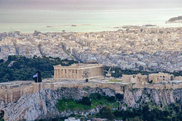 Słynny Widok Akropol Aten Grecja — Zdjęcie stockowe
