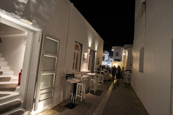 Paros Cicladas Grécia Junho 2017 Vista Noturna Enquanto Caminhava Pitoresca — Fotografia de Stock