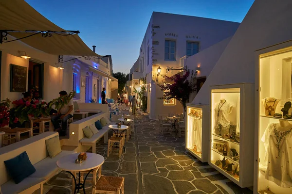 Paros Cyclades Griekenland Juni 2017 Nachtzicht Tijdens Een Wandeling Het — Stockfoto