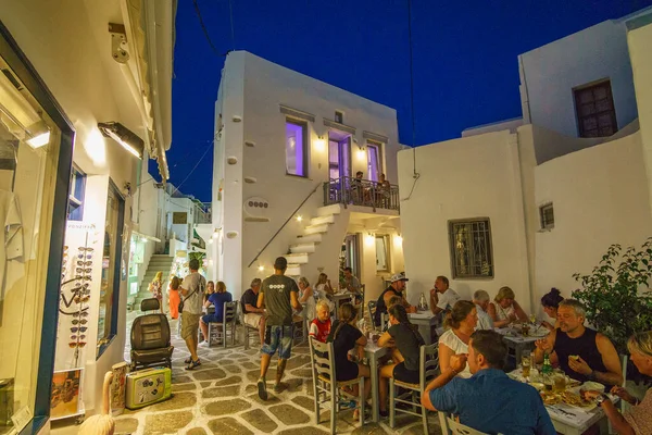 Paros Cyclades Greece June 2017 Night View While Walking Picturesque — Foto de Stock