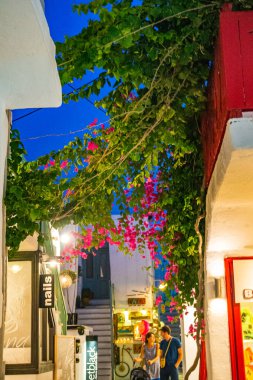 PAROS, CYCLADES, GREECE - HAZİRAN 2018: Yunanistan 'ın Kiklad adasındaki Naousa adasının ikonik manzarası