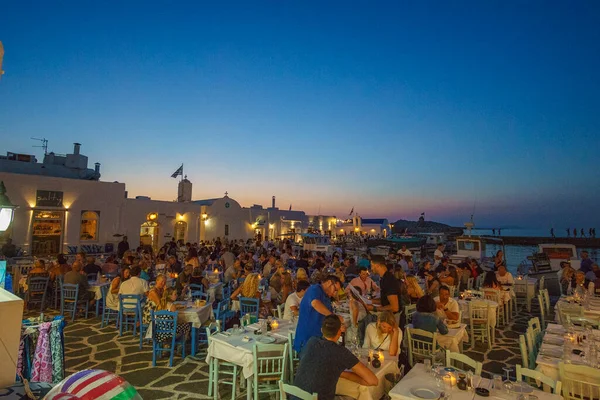 Paros Cyclades Greece June 2017 Night View While Walking Picturesque — Foto de Stock