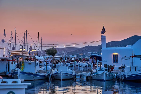 Paros Cyclades Greece Czerwiec 2018 Widok Malowniczej Nadmorskiej Miejscowości Naousa — Zdjęcie stockowe