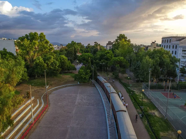 Veduta Aerea Del Parco Ferroviario Municipale Kalamata Unico Museo All — Foto Stock