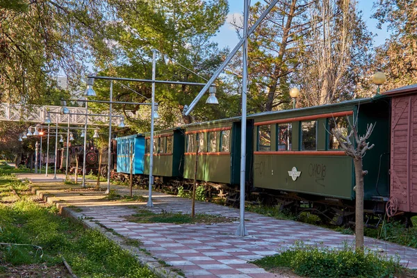 Widok Malowniczy Kalamata Municipal Railway Park Jedyne Tego Typu Muzeum — Zdjęcie stockowe