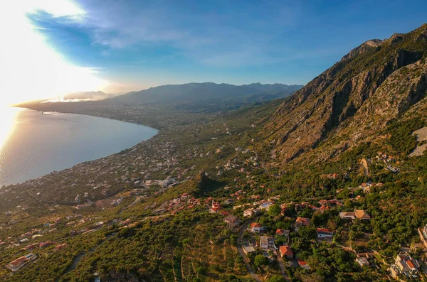 Vista Aérea Cidade Kalamata Grécia Pôr Sol Kalamata Uma Das — Fotografia de Stock