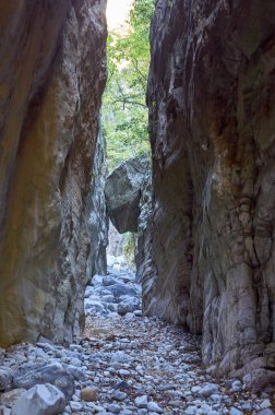 Taygetus Dağı 'ndaki ünlü Ridomo vadisinden doğal manzara. Vadi, Messenia, Yunanistan 'daki Mani bölgesinde Kentro Avia ve Pigadia Köyleri yakınlarındaki jeomorfolojik oluşum elementleri açısından zengin ve derindir.