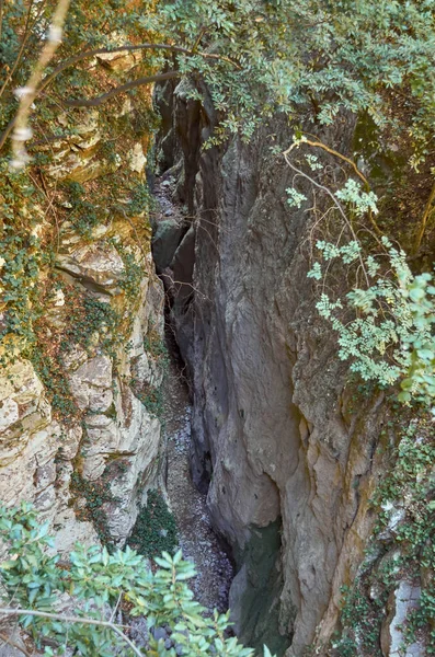 Paisagem Natural Famoso Desfiladeiro Ridomo Montanha Taygetus Desfiladeiro Profundo Rico — Fotografia de Stock