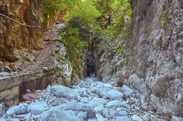 Paisagem Natural Famoso Desfiladeiro Ridomo Montanha Taygetus Desfiladeiro Profundo Rico — Fotografia de Stock