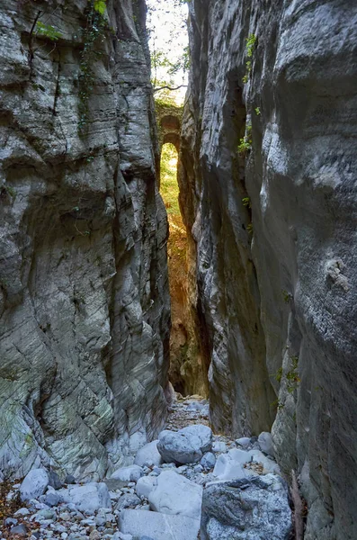 Природный Пейзаж Знаменитого Ущелья Ридомо Горе Тайгет Ущелье Глубоко Богато — стоковое фото