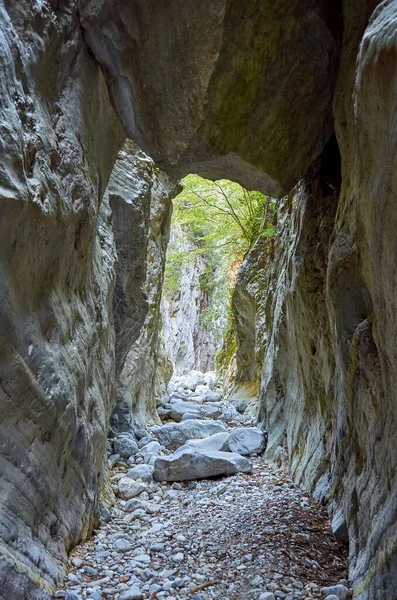 Taygetus Dağı 'ndaki ünlü Ridomo vadisinden doğal manzara. Vadi, Messenia, Yunanistan 'daki Mani bölgesinde Kentro Avia ve Pigadia Köyleri yakınlarındaki jeomorfolojik oluşum elementleri açısından zengin ve derindir.