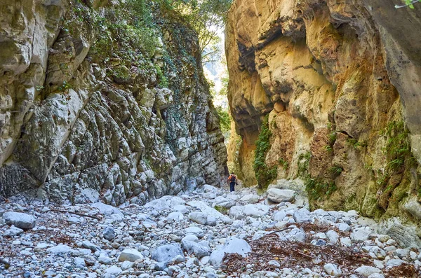 Taygetus Dağı 'ndaki ünlü Ridomo vadisinden doğal manzara. Vadi, Messenia, Yunanistan 'daki Mani bölgesinde Kentro Avia ve Pigadia Köyleri yakınlarındaki jeomorfolojik oluşum elementleri açısından zengin ve derindir.