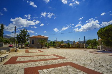 Oitylo köyünün panoramik manzarası, Mani, Laconia - Yunanistan.