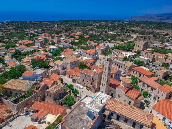 Vista Aérea Bela Cidade Costeira Areopoli Com Edifícios Arquitetônicos Tradicionais — Fotografia de Stock