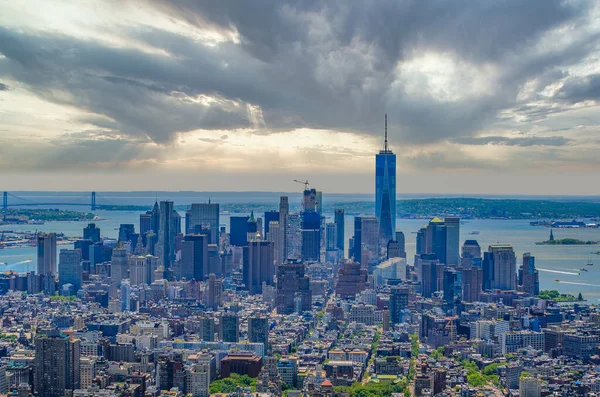 Légi Panorámás Kilátás New York City Épületek Felhőkarcolók New York — Stock Fotó