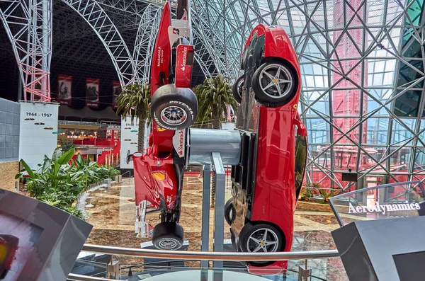 Rotating Ferrari Cars Ferrari World Amusement Park Largest Indoor Museum — Stock Photo, Image