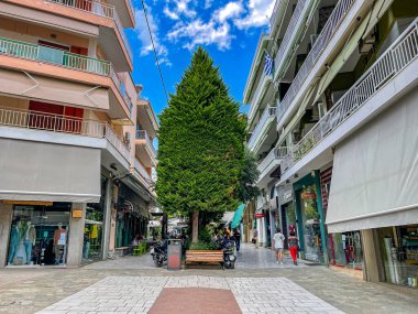 Veria kentinin merkezinden kentsel manzara, Orta Makedonya, Yunanistan.