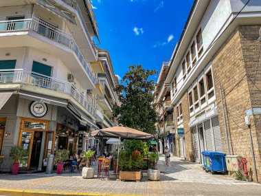 Veria kentinin merkezinden kentsel manzara, Orta Makedonya, Yunanistan.