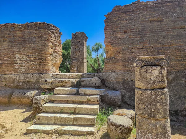 Stanowisko Archeologiczne Starożytnej Olimpii Miejsce Gdzie Igrzyska Olimpijskie Narodziły Się — Zdjęcie stockowe