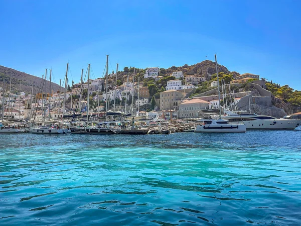 View Picturesque Port Hydra Island Harbor Port Also Called Main — Stock Photo, Image