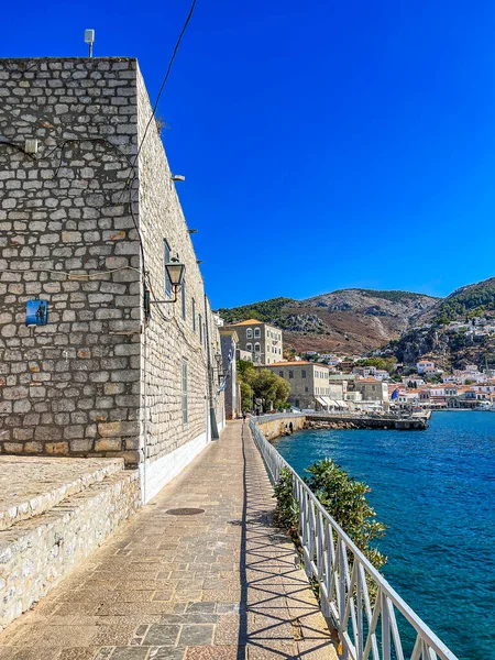 Vue Depuis Port Pittoresque Île Hydra Port Port Comme Appelle — Photo