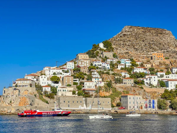 View Picturesque Port Hydra Island Harbor Port Also Called Main — Stock Photo, Image