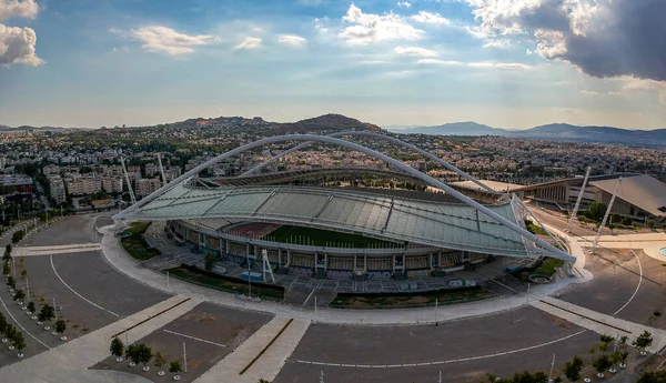 Vista Aérea Icónica Sobre Estadio Olímpico Oaka Atenas Grecia Diseñado —  Fotos de Stock