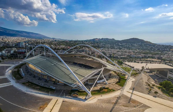 Atina Atina Daki Oaka Olimpiyat Stadyumu Üzerindeki Ikonik Hava Manzarası — Stok fotoğraf