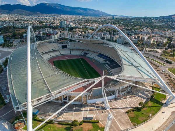 Vista Aérea Icónica Sobre Estadio Olímpico Oaka Atenas Grecia Diseñado —  Fotos de Stock