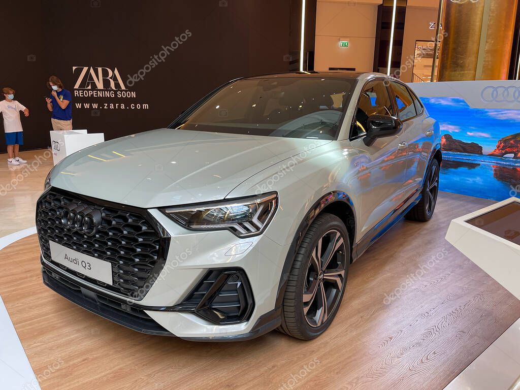 Audi Q3 Sportback 35 TFSI at Athens Golden Hall. Second generation, MQB platform, subcompact luxury crossover SUV made by Audi
