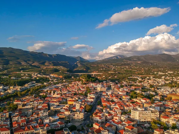 Vue Aérienne Autour Colline Château Église Métropolitaine Ypapanti Dans Vieille — Photo