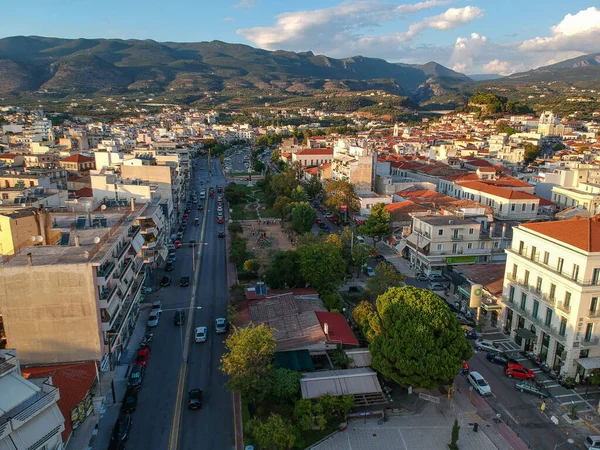 Beautiful Panorama View Center Kalamata City Greece Aerial Photography Messenia — Stock Photo, Image