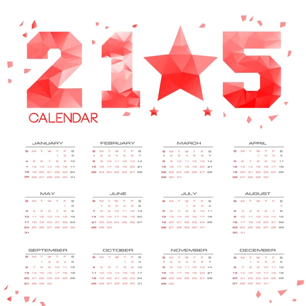 Poly simple Kalender 2015 — Stockvektor