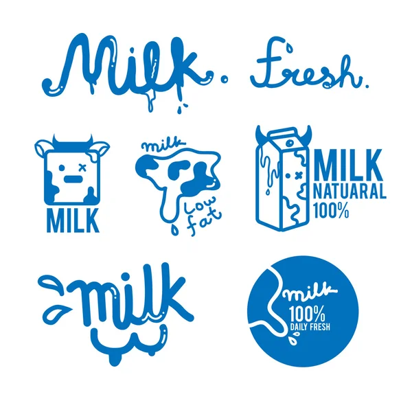 Dibujos animados logotipo de leche — Archivo Imágenes Vectoriales