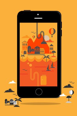 Akıllı telefon konsept tarzı bilgi grafik seyahat