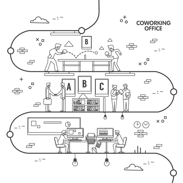 CO DISEÑO DE LÍNEA DE EQUIPO DE TRABAJO — Archivo Imágenes Vectoriales