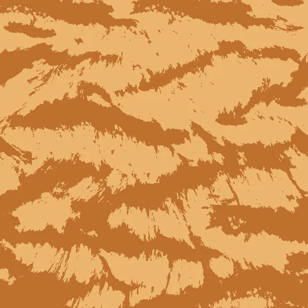 Seamless Natural Wild Cat Skin Pattern Stripes Warm Beige Ochre — Stock Vector