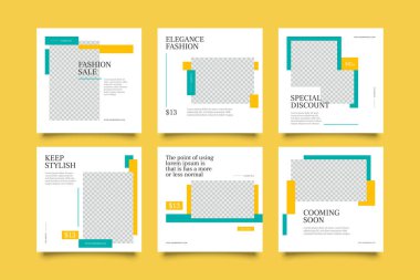 Modern promosyon sosyal medya ileti şablonu. Mağaza sahibi, tanıtım markası ve moda için kaliteli satış ve indirimli tanıtım geçmişleri.