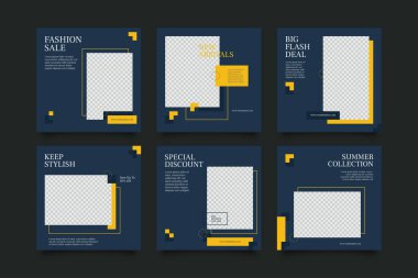 Düzenlenebilir kare şablonu. Sosyal medya için modern promosyon kare web pankartı.