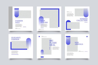 6 Moda Düzenlenebilir Kare Sancak Şablonu. Sosyal medya için modern promosyon kare web pankartı